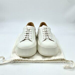 Jil Sander White Platform Sneakers Size 44 Casual Lace-Up Leather Made In Spain